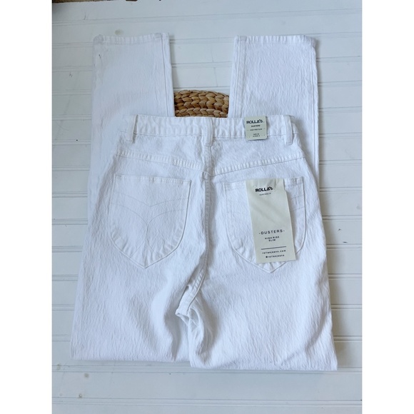 Rollas Dusters High Rise Slim Straight Jeans White NEW NWT - Picture 4 of 7